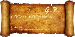 Géczi Mátyás névjegykártya